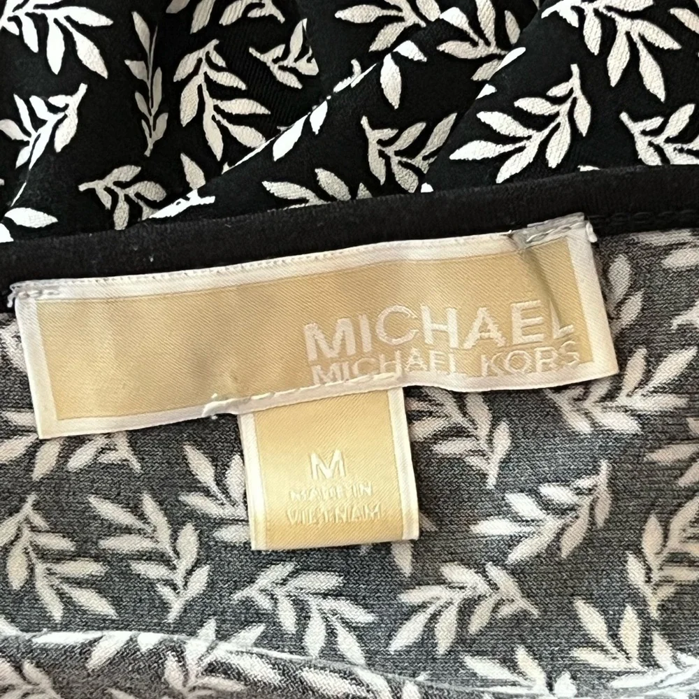 MICHAEL KORS Black & White Print Stretch Dress Size Medium